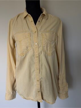 Vintage Express Boyfriend Shirt in Light Yellow XS